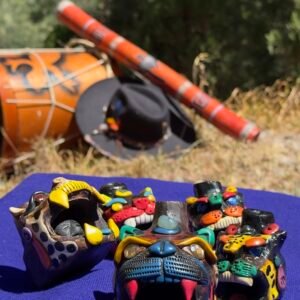 Collection of handcrafted Ceremonial Jaguar Whistles with unique artisan designs